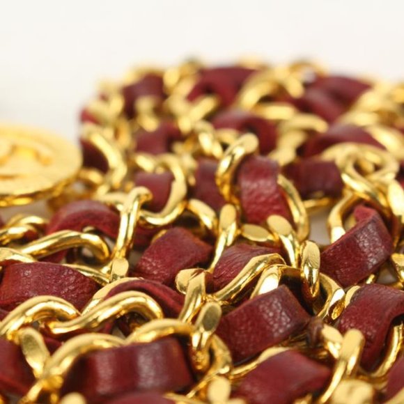 Chanel Red x Gold Interlaced CC Logo Triple Chain main image 4